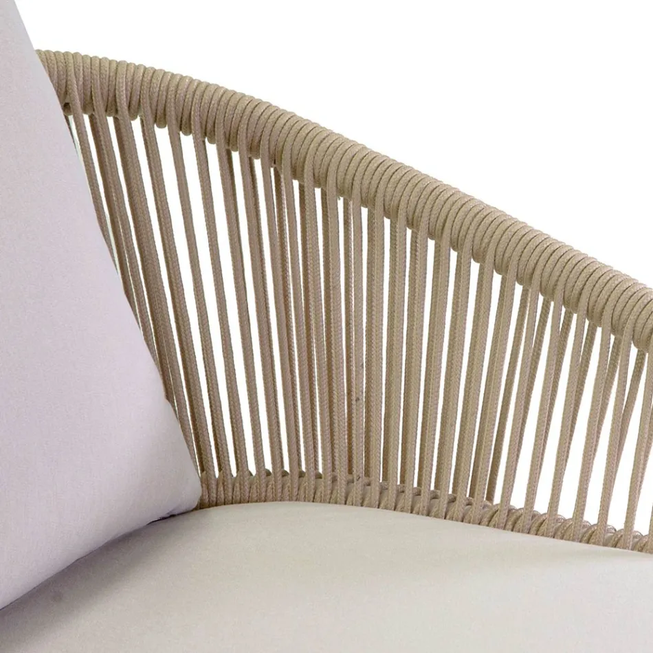 Silla de jardín con estructura de aluminio y cuerdas con cojines - Tienda de campaña viadurini