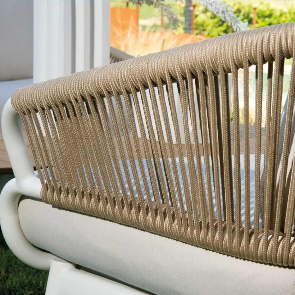 Silla de jardín con estructura de aluminio y cuerdas con cojines - Tienda de campaña viadurini