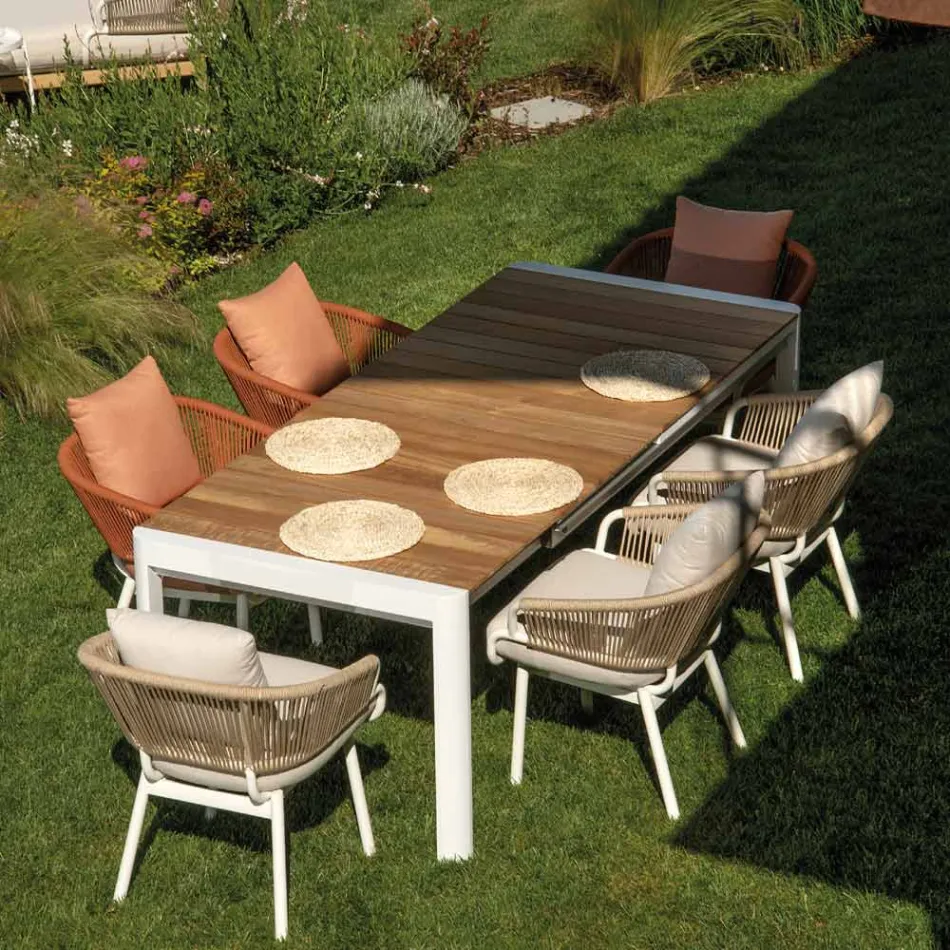 Silla de jardín con estructura de aluminio y cuerdas con cojines - Tienda de campaña viadurini