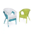 Sillón de jardín de diseño apilable en ratán blanco, azul o verde - Favolizia viadurini
