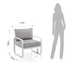 Sillón de jardín de aluminio blanco marfil mate y cojines grises - Avoir viadurini