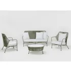 Sillón de Jardín en Aluminio y Tejido de Cuerda - Asteria viadurini