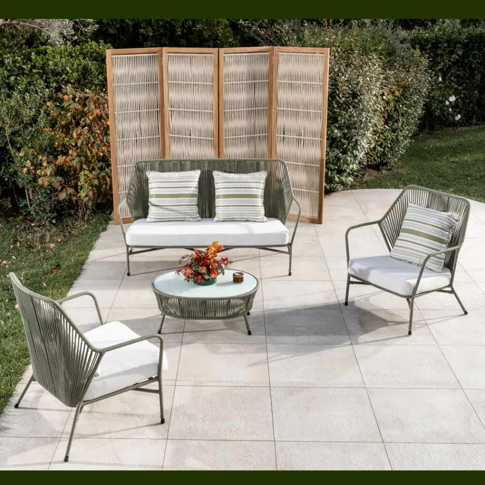 Sillón de Jardín en Aluminio y Tejido de Cuerda - Asteria viadurini