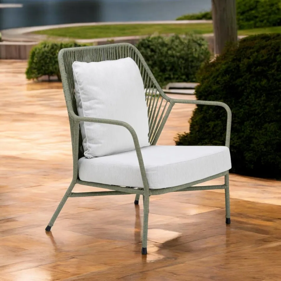 Sillón de Jardín en Aluminio y Tejido de Cuerda - Asteria viadurini