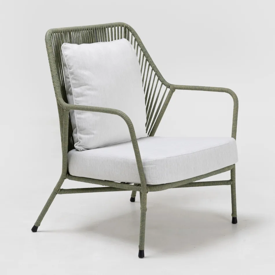 Sillón de Jardín en Aluminio y Tejido de Cuerda - Asteria viadurini