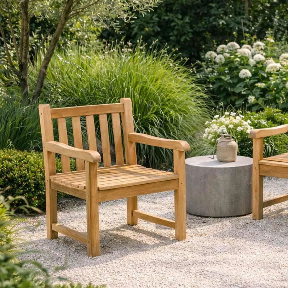 Sillón de jardín en madera de teca natural - Yggdrasil viadurini