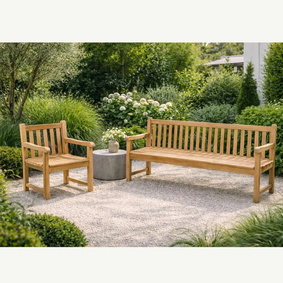 Sillón de jardín en madera de teca natural - Yggdrasil viadurini