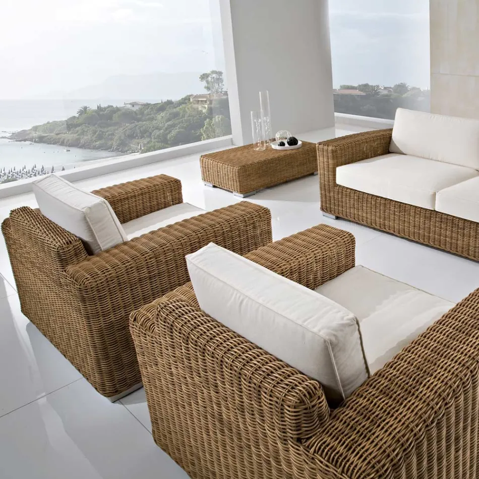 Sillón de jardín en polirratán tejido a mano - Yoko viadurini