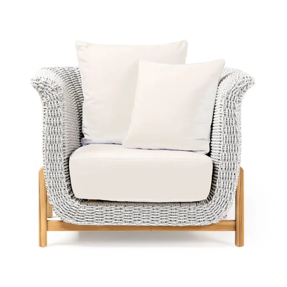 Sillón de jardín de teca y cuerda - Arjuna viadurini