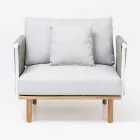 Sillón de jardín de teca, tejido de cuerdas y cojines - Bellatrix viadurini