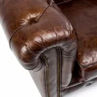 Sillón de Salón en Piel Vintage con Efecto Envejecido con Ruedas y Reposabrazos - Stamp viadurini