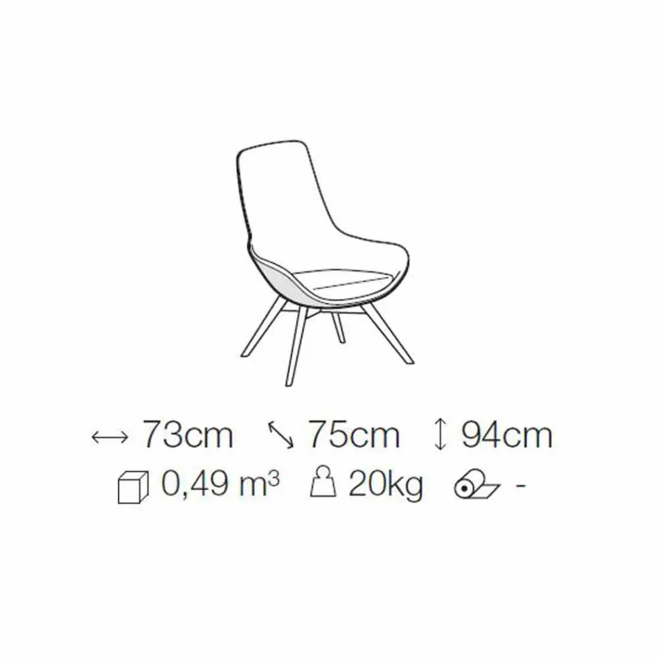 Sillón de salón en cuero y tela con base de madera Made in Italy - Ama viadurini