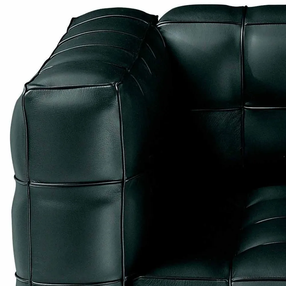 Sillón de salón en piel efecto acolchado Made in Italy - Vesubio viadurini
