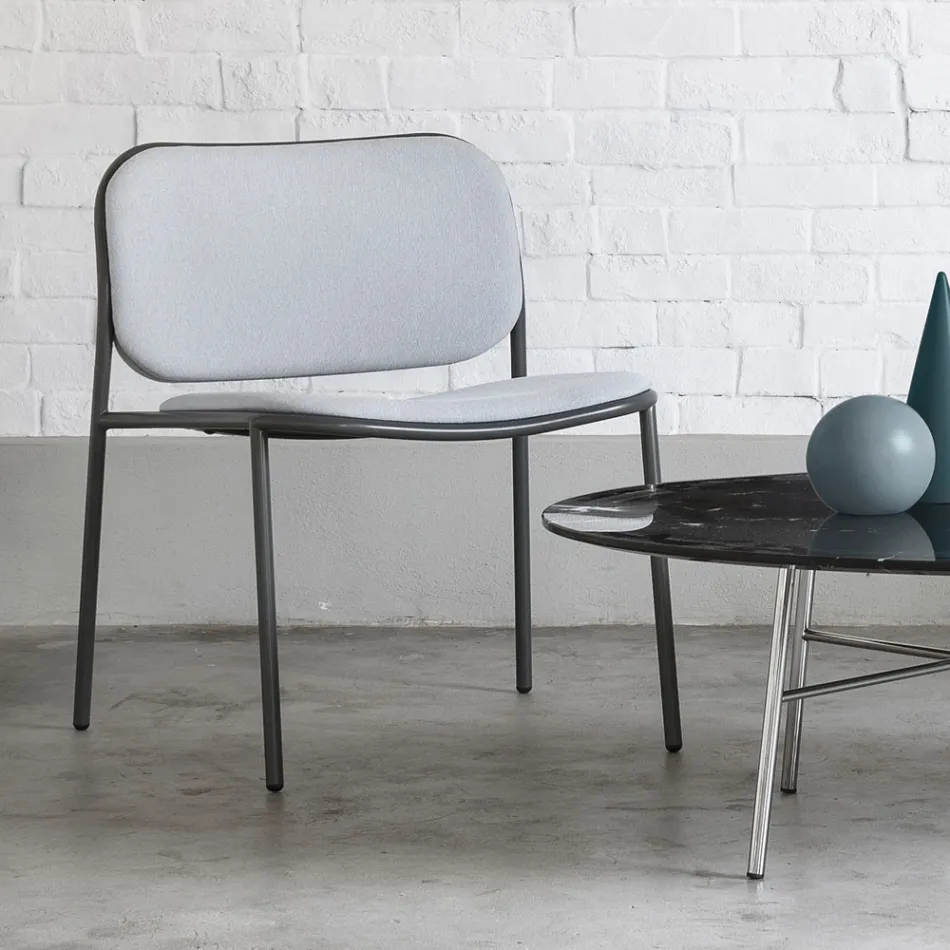 Sillón de Salón en Tela y Metal Made in Italy 2 Piezas - Sangria viadurini