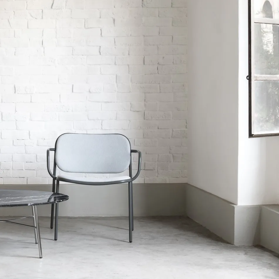 Sillón de Salón Revestido en Tela Made in Italy 2 Piezas - Sangria viadurini