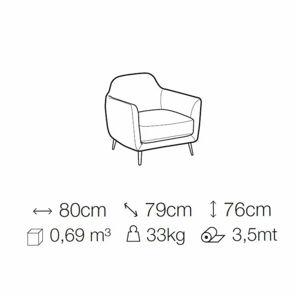 Sillón de salón en tela con pies de metal Made in Italy - Cerezo viadurini