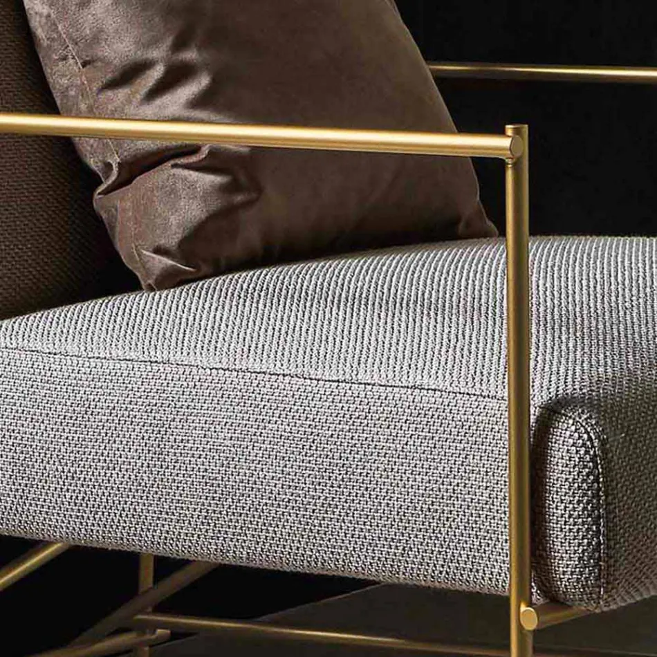 Sillón de salón de tela con estructura de metal Made in Italy - Manila viadurini