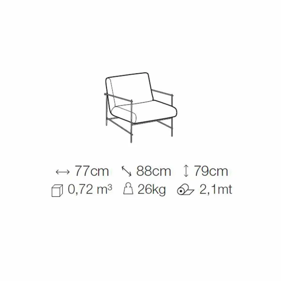 Sillón de salón de tela con estructura de metal Made in Italy - Manila viadurini