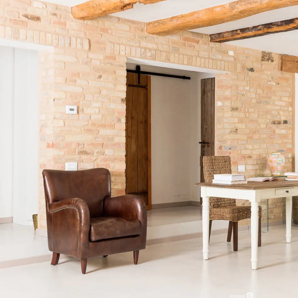 Sillón de Salón de Piel Vintage Efecto Envejecido - Sello viadurini