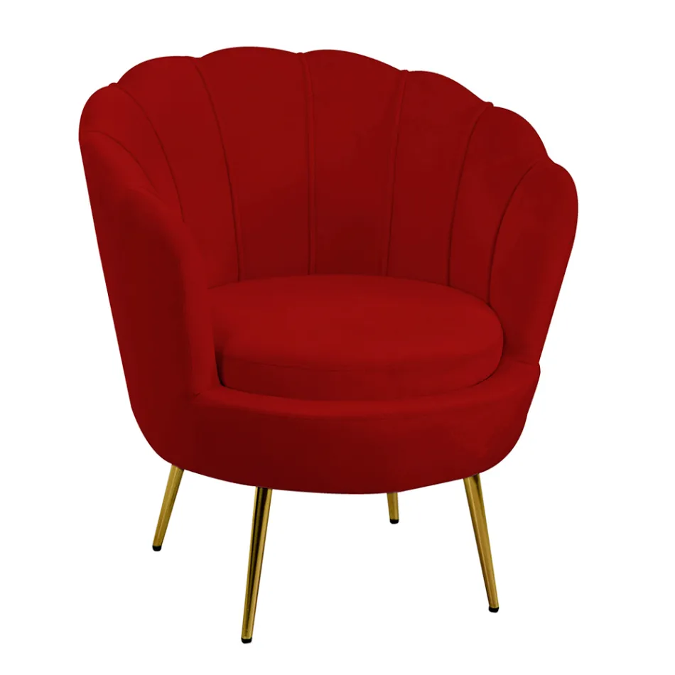 Sillón de salón de metal y terciopelo - Fondo viadurini