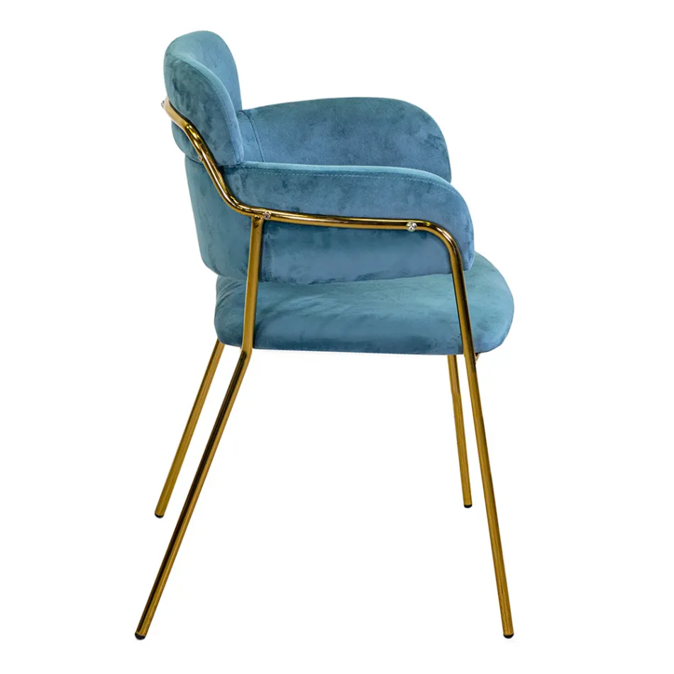 Sillón de salón de metal dorado y terciopelo - Bandera viadurini