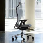 Silla de oficina ergonómica giratoria con ruedas y reposacabezas - Gimiglia viadurini