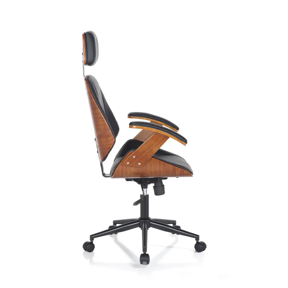 Sillón de Oficina en Madera, Piel Sintética y Metal - Alaccia viadurini