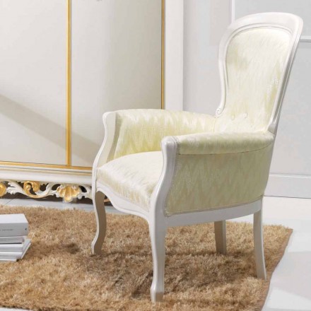diseño clásico sillón en madera, tapizado en tela Turner viadurini