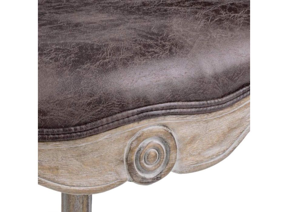 Sillón de diseño clásico en madera y asiento con efecto de cuero ecológico - Katen viadurini