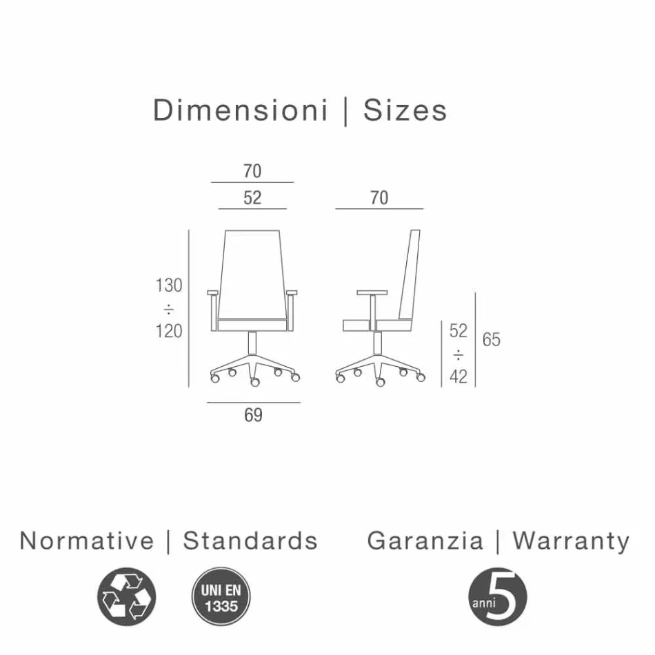 Moderno Ejecutivo de cuero sintético oficina Silla Gemma viadurini