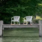 Mecedora de jardín en madera maciza y tela - Smart by Varaschin viadurini