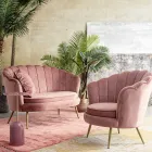 Sillón De Salón Tapizado Elegante Efecto Terciopelo 3 Acabados - Geppy viadurini