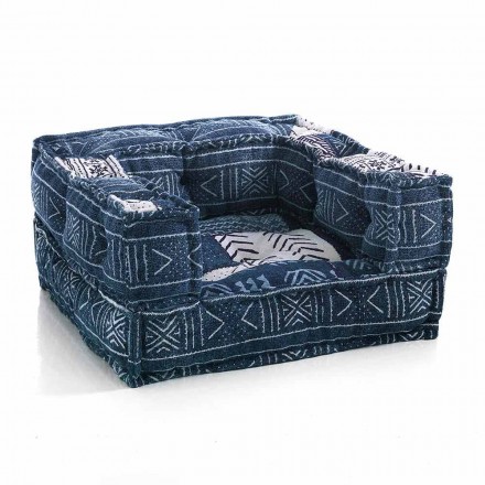 Butaca Ethnic Lounge en tela de patchwork y terciopelo - fibra viadurini