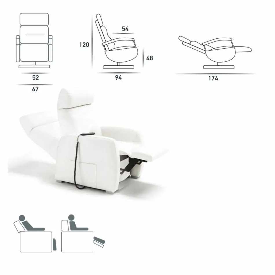 sillón giratorio 2 modernos motores de diseño realizados en Italia Cassia viadurini
