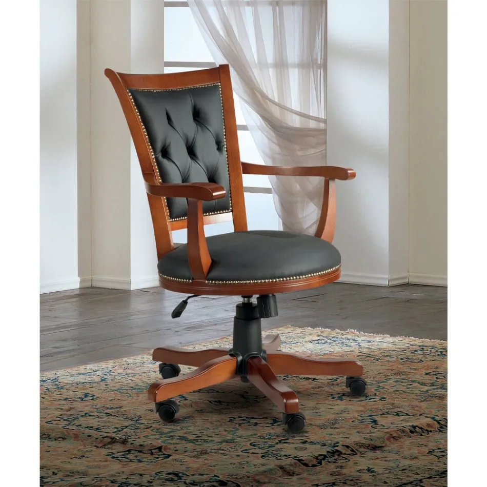 Sillón giratorio tapizado en ecopiel de lujo Made in Italy - Brigitte viadurini