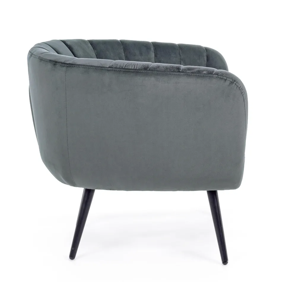 Sillón en acero y terciopelo gris o azul de diseño escandinavo - Hilary viadurini