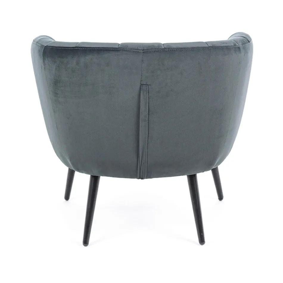 Sillón en acero y terciopelo gris o azul de diseño escandinavo - Hilary viadurini
