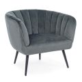 Sillón en acero y terciopelo gris o azul de diseño escandinavo - Hilary