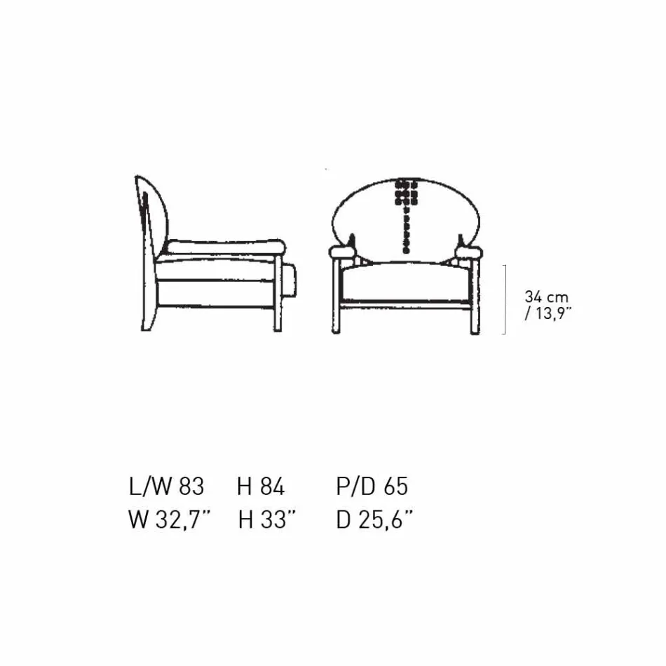 Sillón de fresno teñido de negro con tapizado de algodón Made in Italy - Peleo viadurini