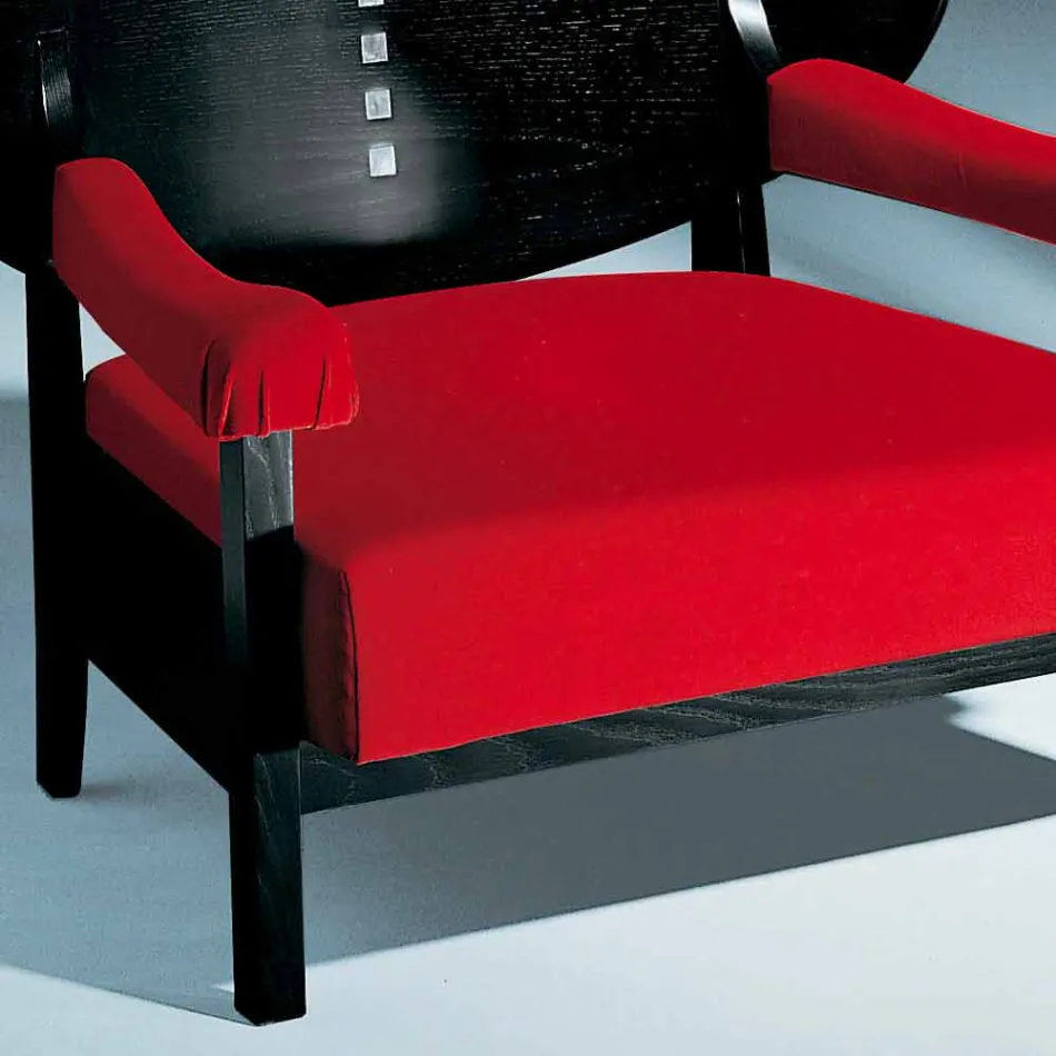 Sillón de fresno teñido de negro con tapizado de algodón Made in Italy - Peleo viadurini