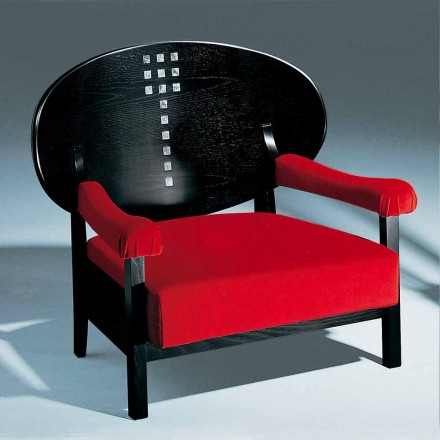 Sillón de fresno teñido de negro con tapizado de algodón Made in Italy - Peleo viadurini