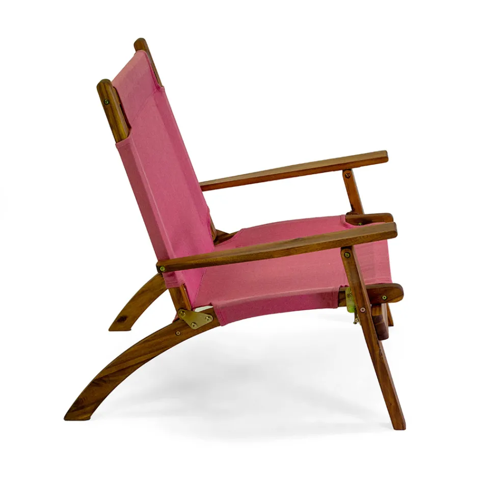 Sillón de madera de acacia y tejido de mezcla de algodón y poliéster - Bottega viadurini