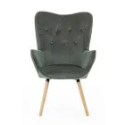 Sillón de diseño en madera de haya y terciopelo verde o gris - Gilly viadurini
