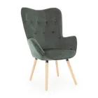 Sillón de diseño en madera de haya y terciopelo verde o gris - Gilly viadurini