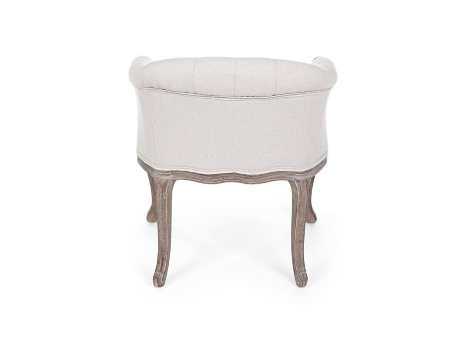 Asiento de sillón de madera en lino natural y algodón de diseño clásico - Katen