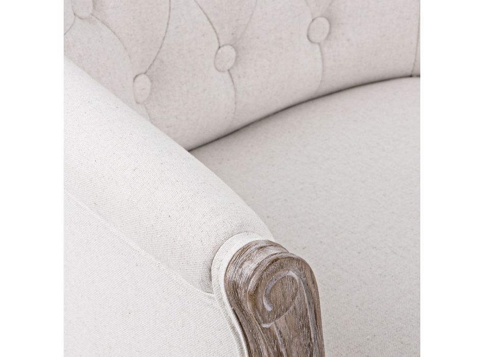 Asiento de sillón de madera en lino natural y algodón de diseño clásico - Katen
