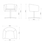 Sillón de tela con base giratoria de metal de lujo Made in Italy - Bergen viadurini