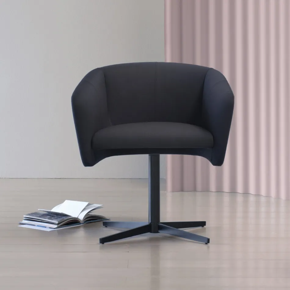 Sillón de tela con base giratoria de metal de lujo Made in Italy - Bergen viadurini