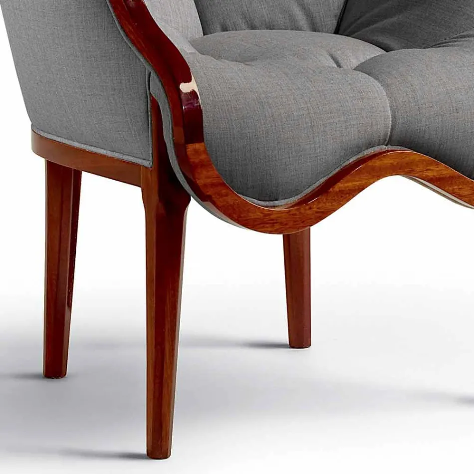 Sillón en diseño de tela y madera maciza, hecho en Italia, Begga viadurini
