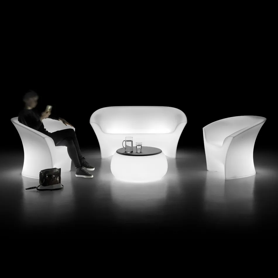 Sillón de exterior iluminado en polietileno con luz LED Made in Italy - Conda viadurini